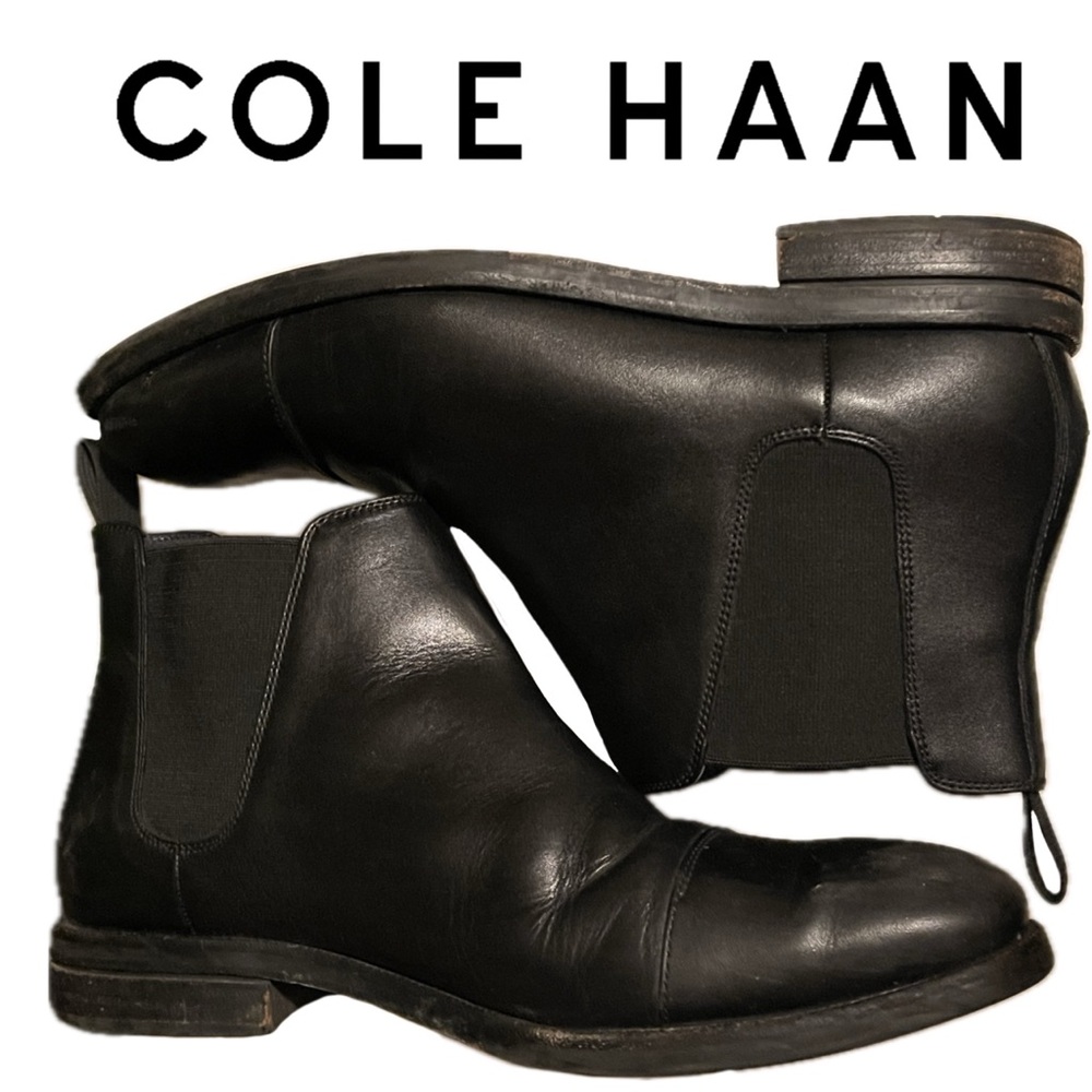 EUC Cole Haan Wagner Grand 360 Chelsea Black Nubuck Leather Waterproof Boots 12